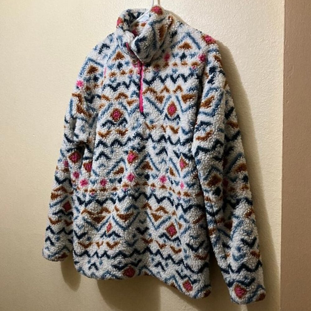 Eddie Bauer Womens Multicolor Aztec Pattern 1/4 Zip Pullover Sweater Size Medium